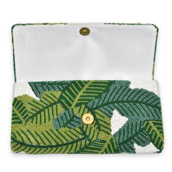 Classic Prep Monograms Half Barrel Beaded Envelope Clutch Banana Leaf - One Size - Picture 2 of 2